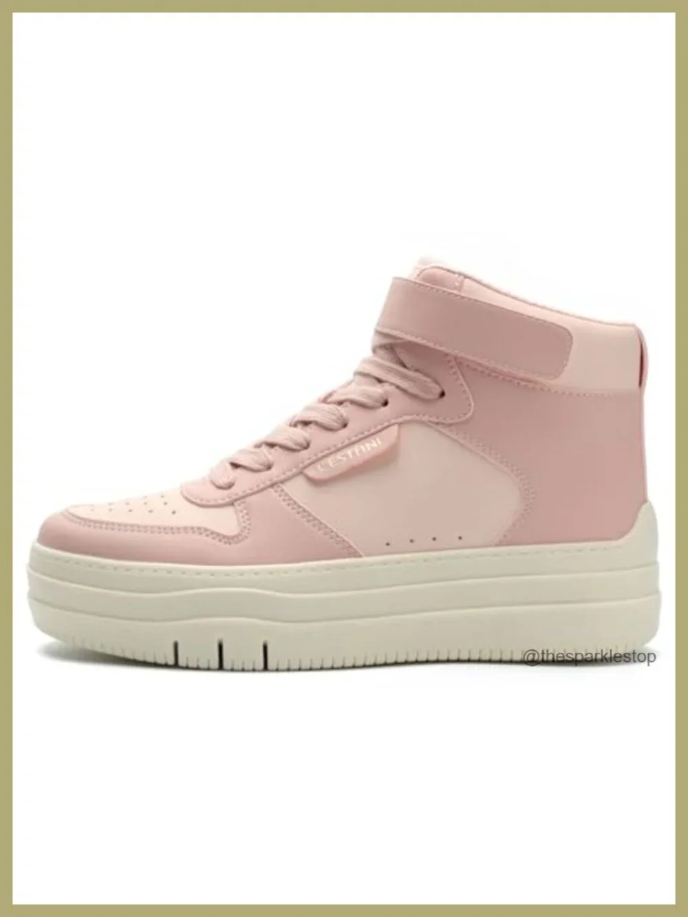 High Top Platform Sneakers with Memory Foam, Faux Leather, Velcro Strap